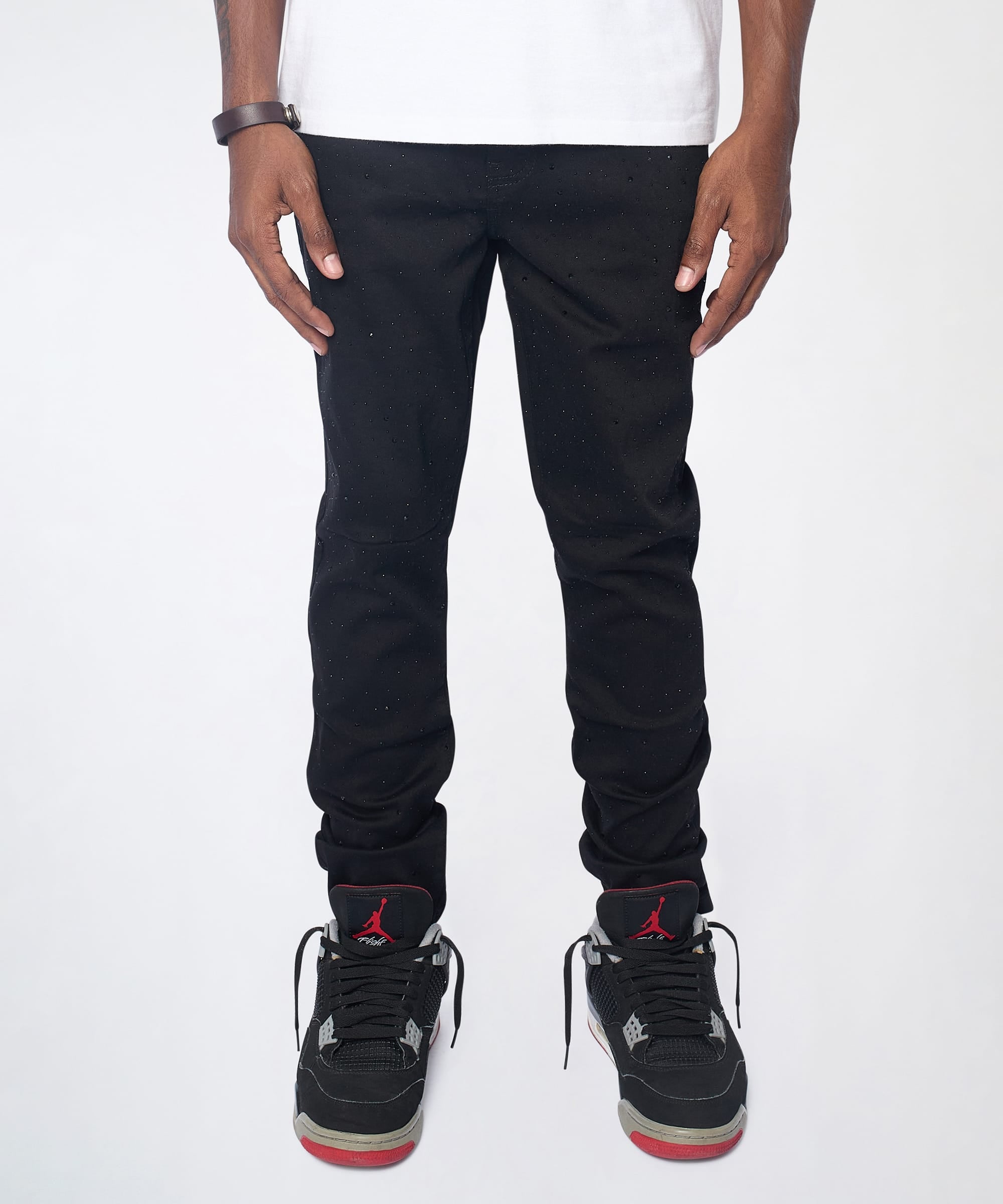 Midnight Rhinestone Skinny Jeans - Black