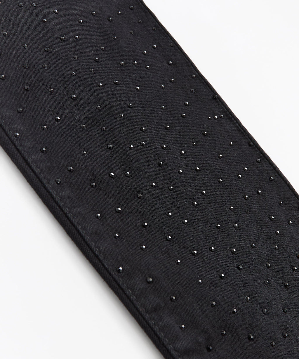 Midnight Rhinestone Skinny Jeans - Black
