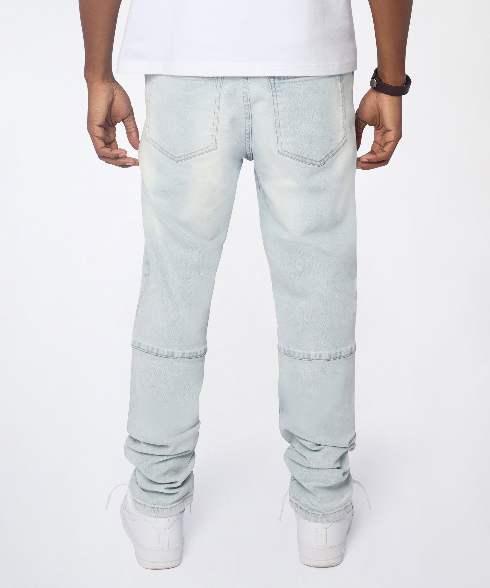 Fracture Distressed Skinny Jeans - Light Blue