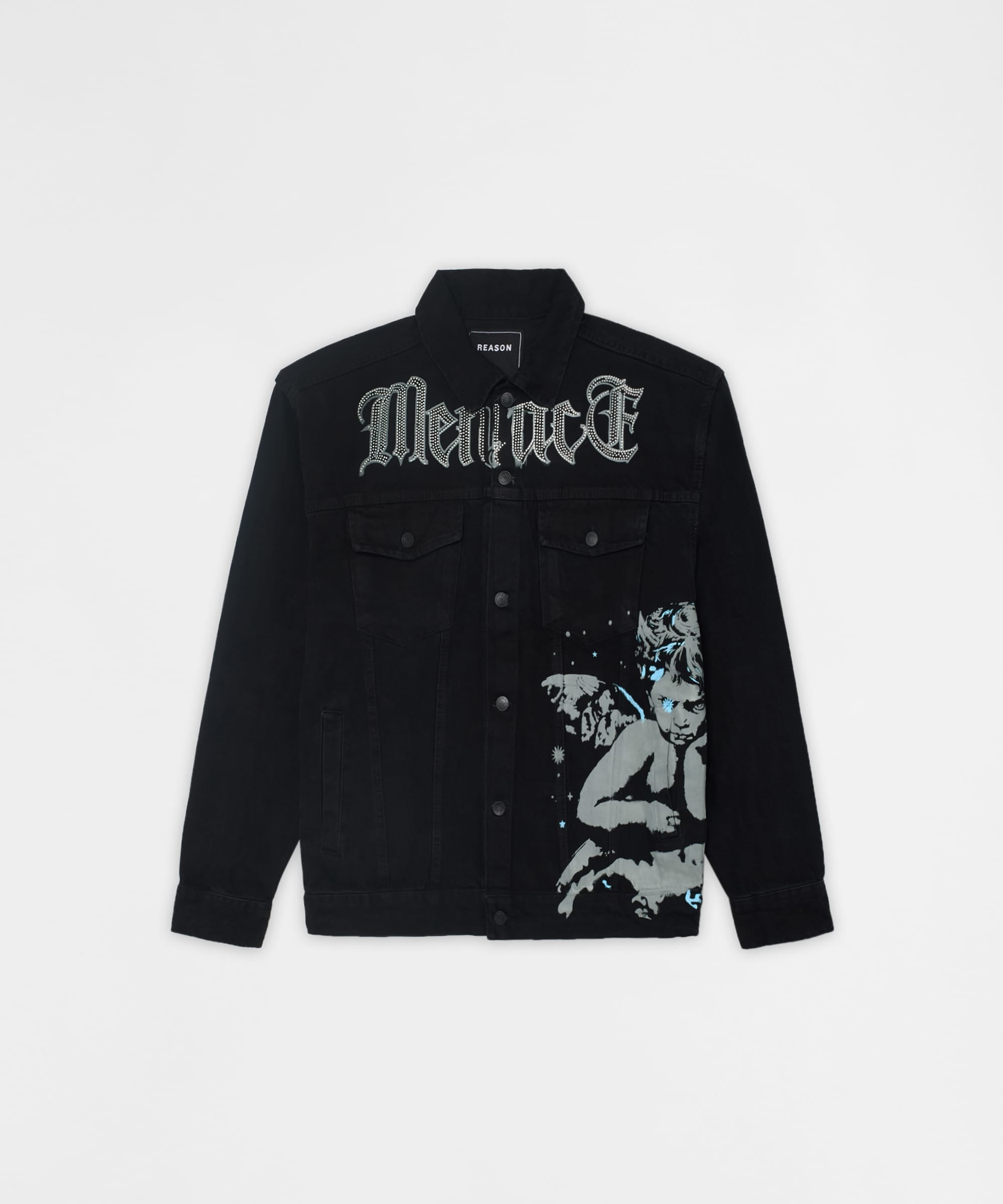 Menace Frayed Denim Jacket - Black