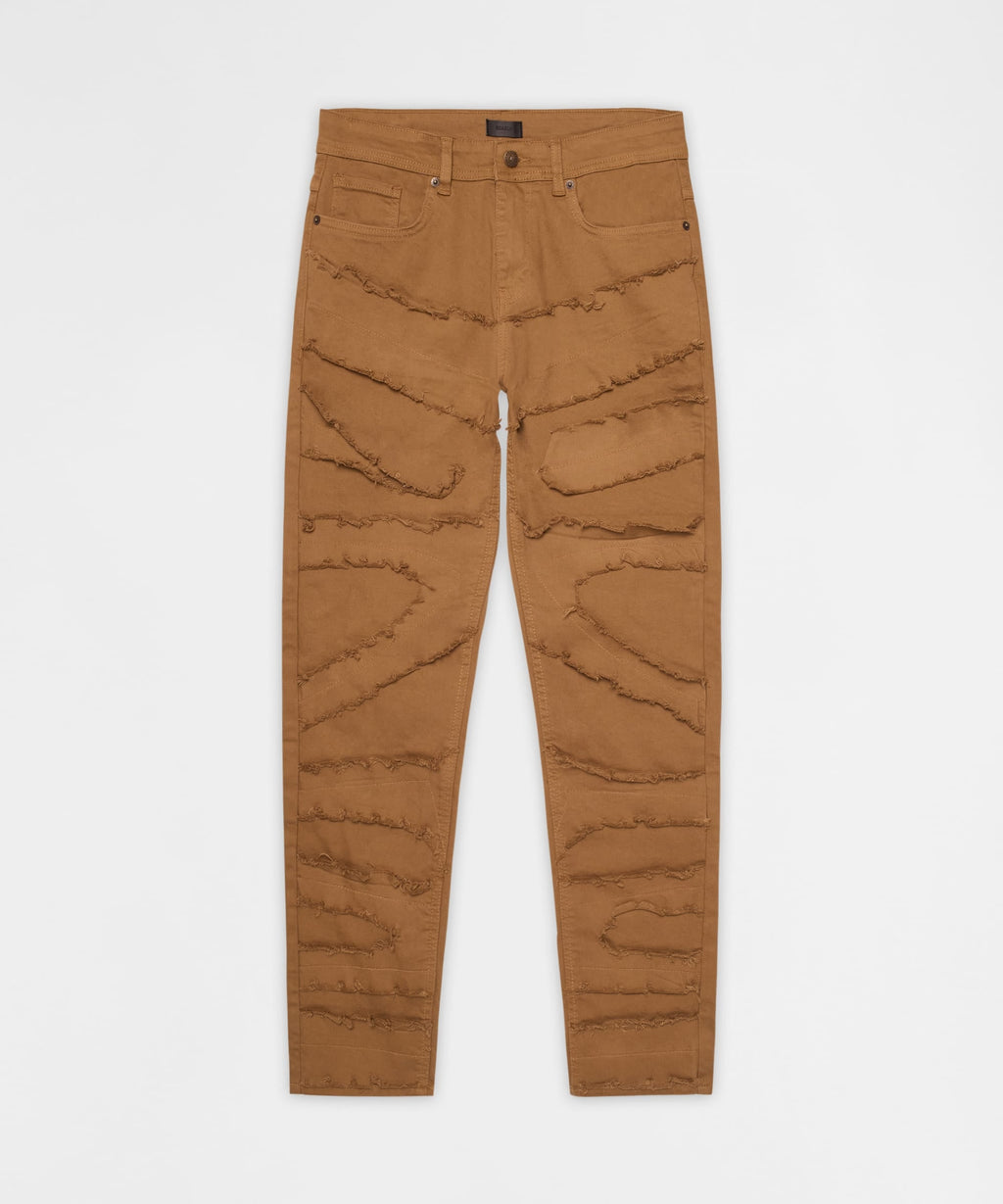 Heavy Distressed Frayed Skinny Jean - Khaki
