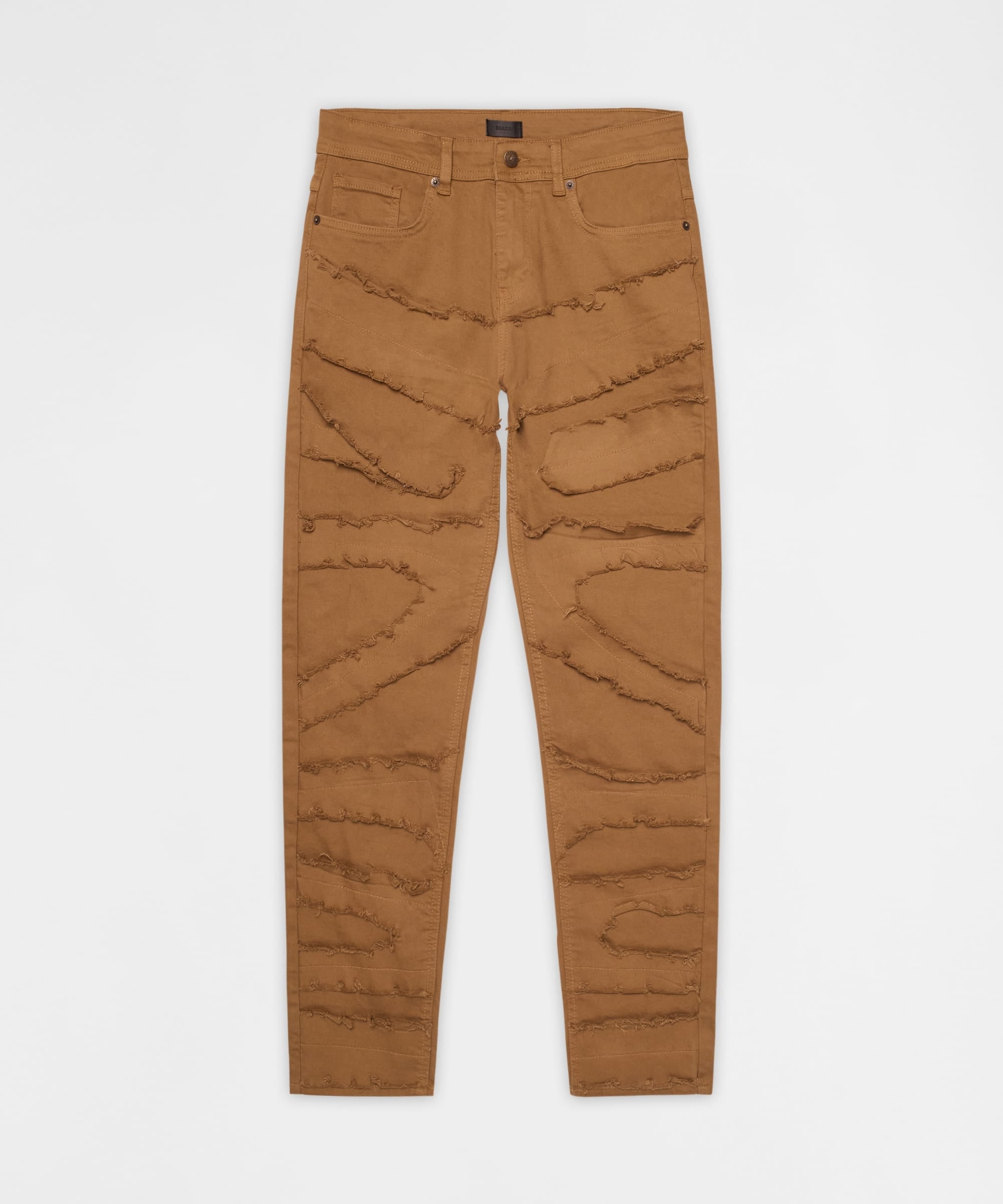 Heavy Distressed Frayed Skinny Jean - Khaki