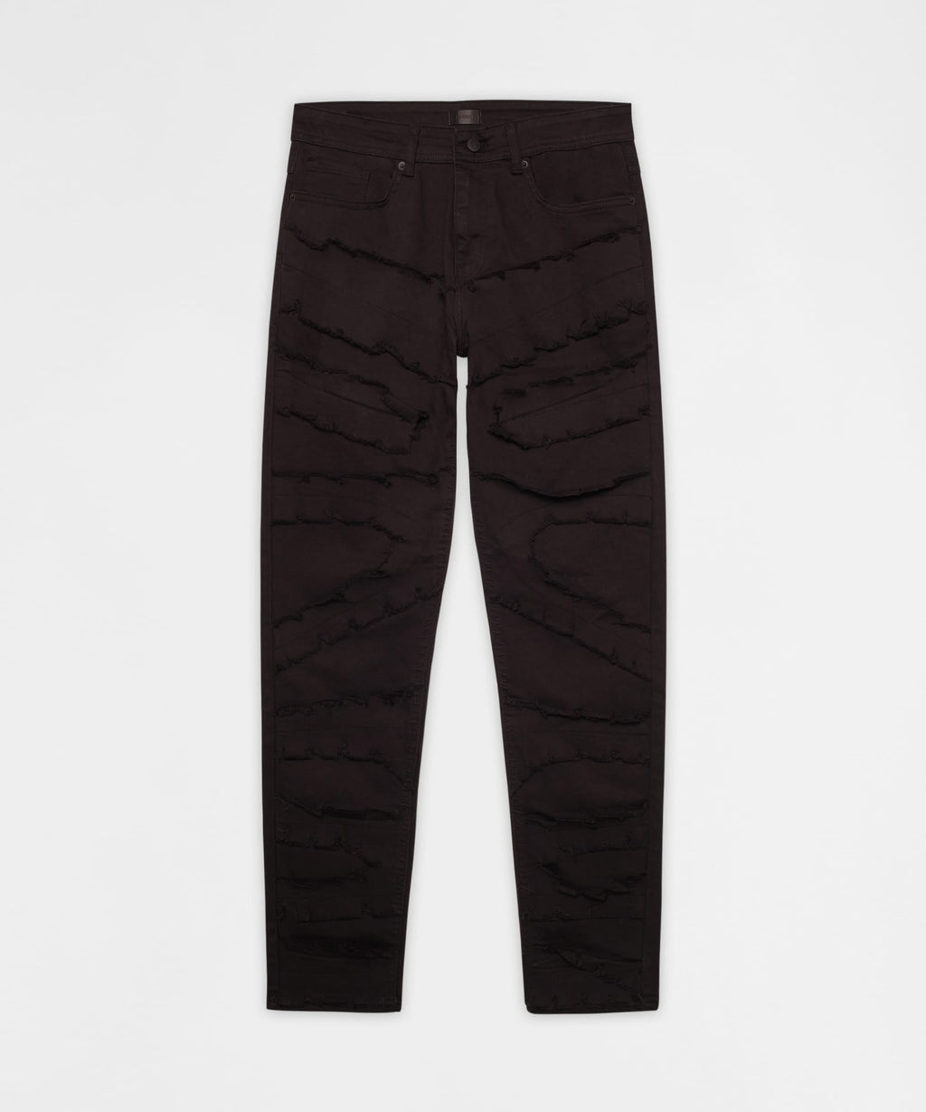 Heavy Distressed Frayed Skinny Jean - Black