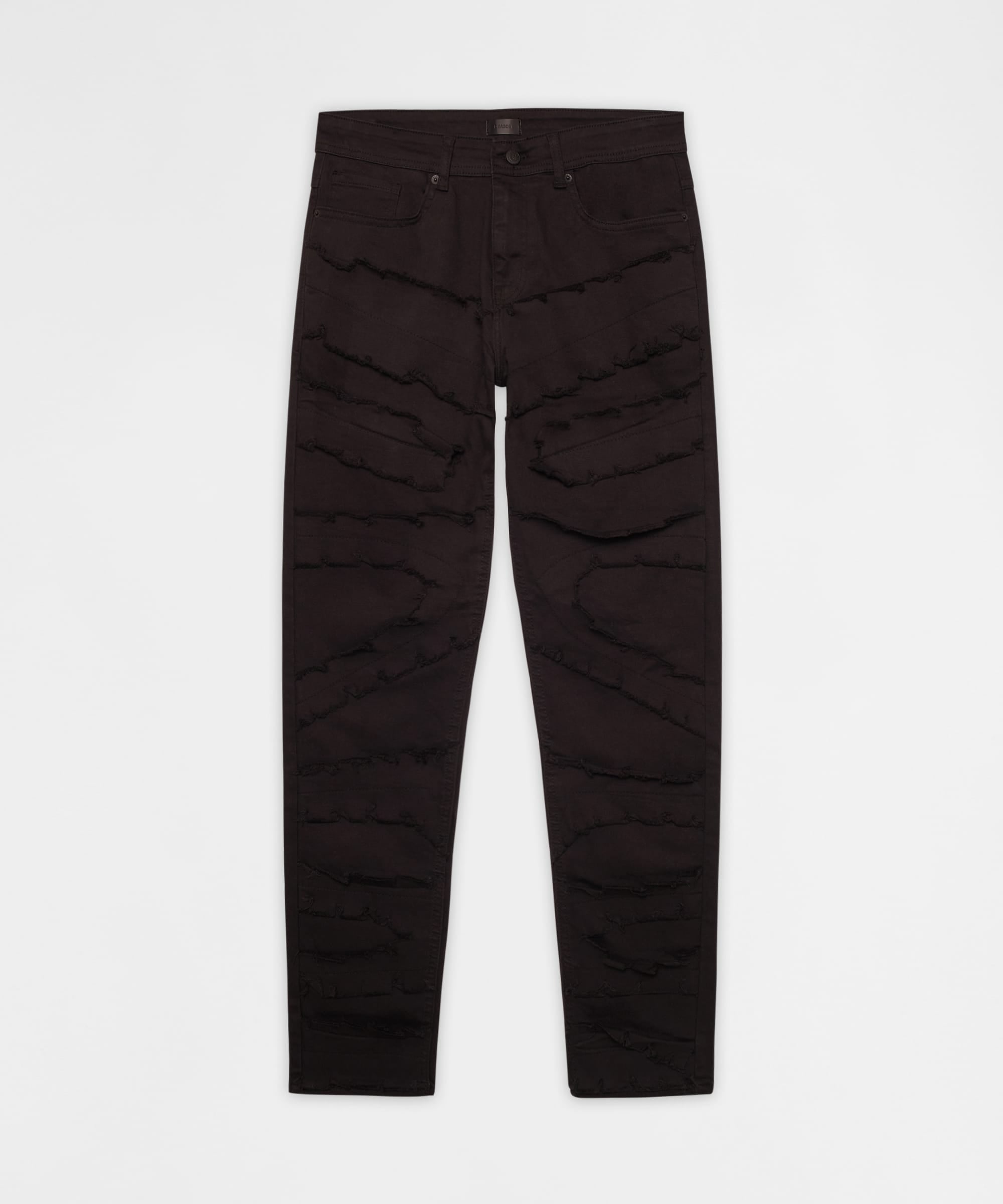 Heavy Distressed Frayed Skinny Jean - Black