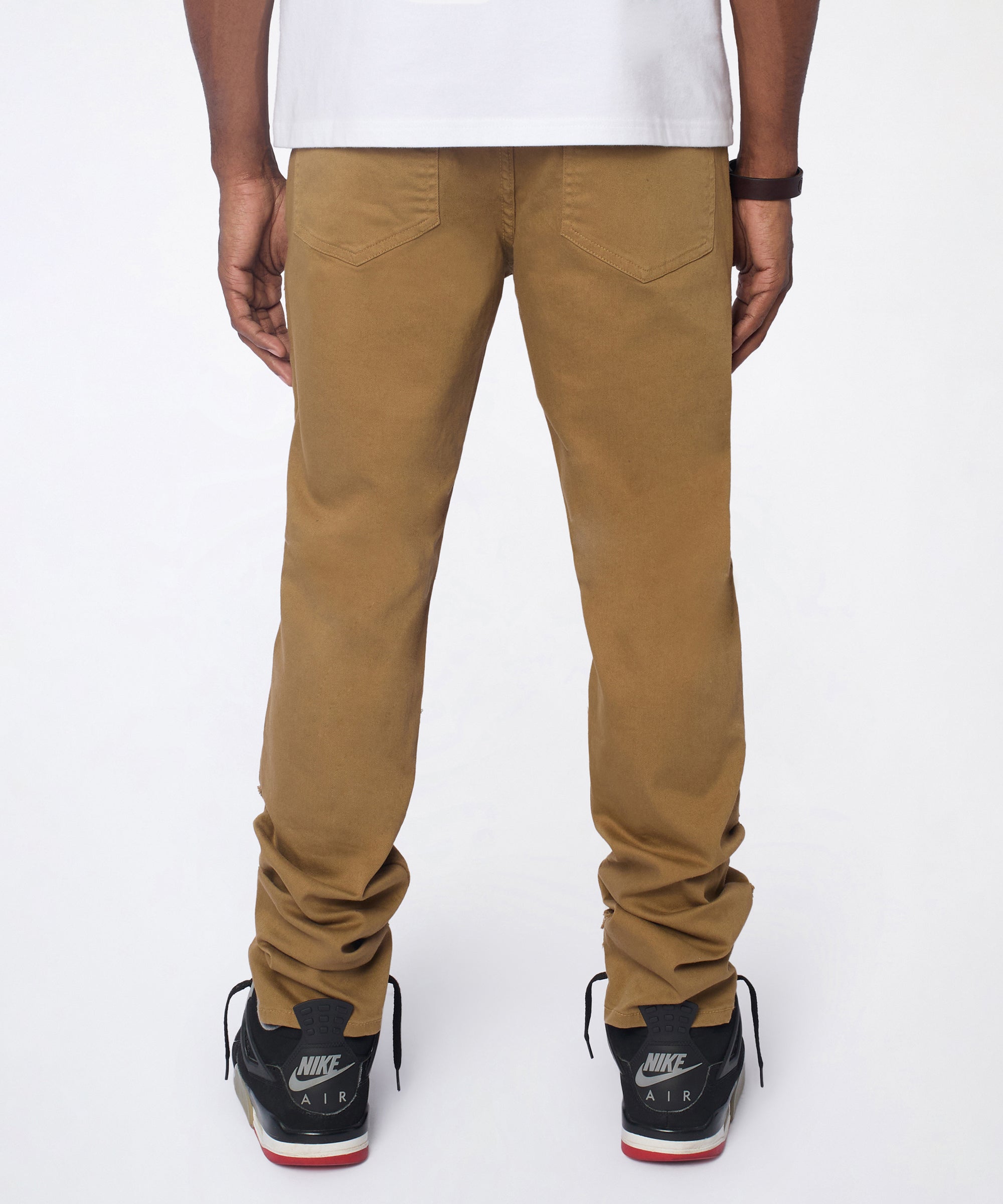 Heavy Distressed Frayed Skinny Jean - Khaki
