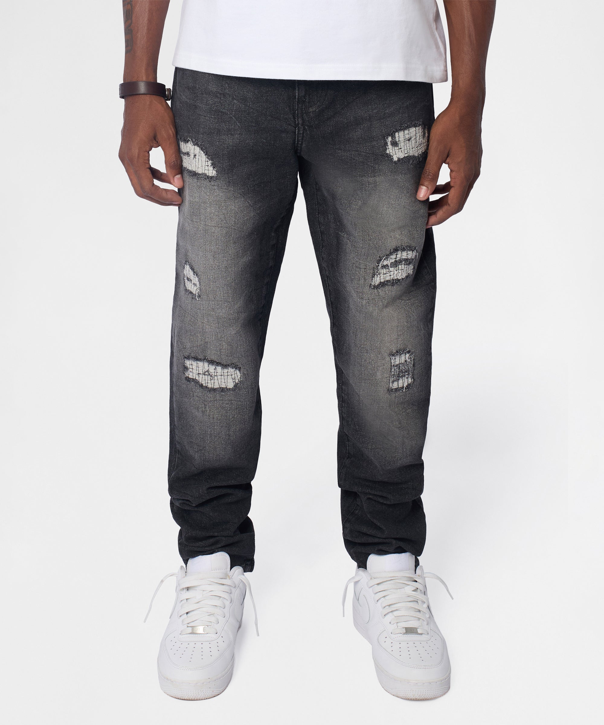 Frosted Distressed Skinny Jeans - Grey