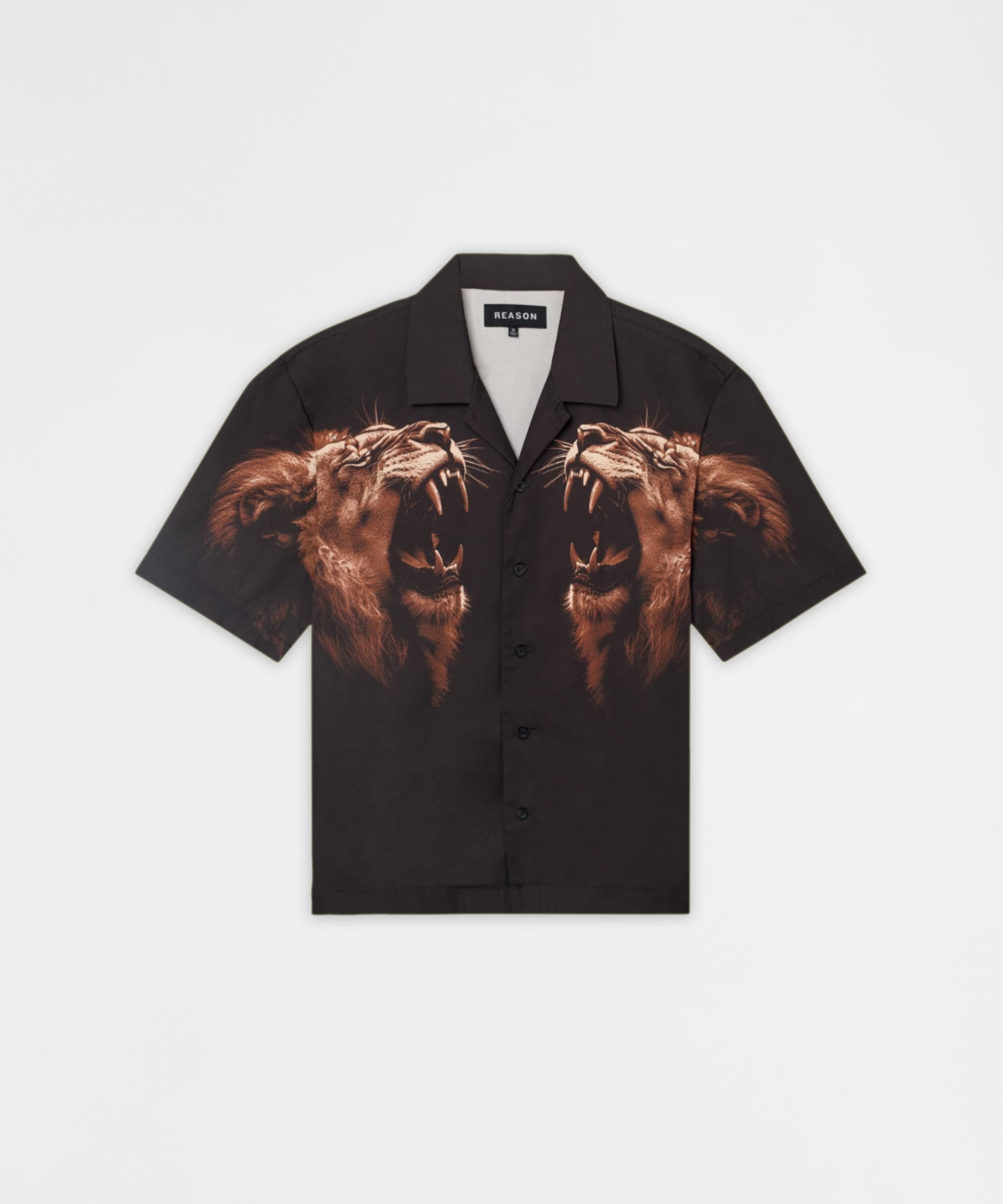 King's Roar Viscose Button Down Short Sleeve Shirt - Black