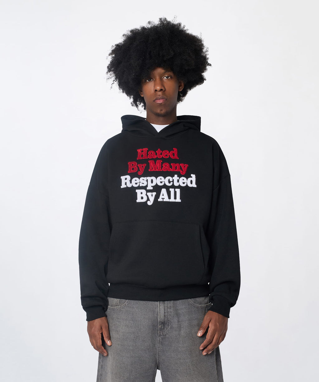 Hated By Many Chenille Hoodie - Black