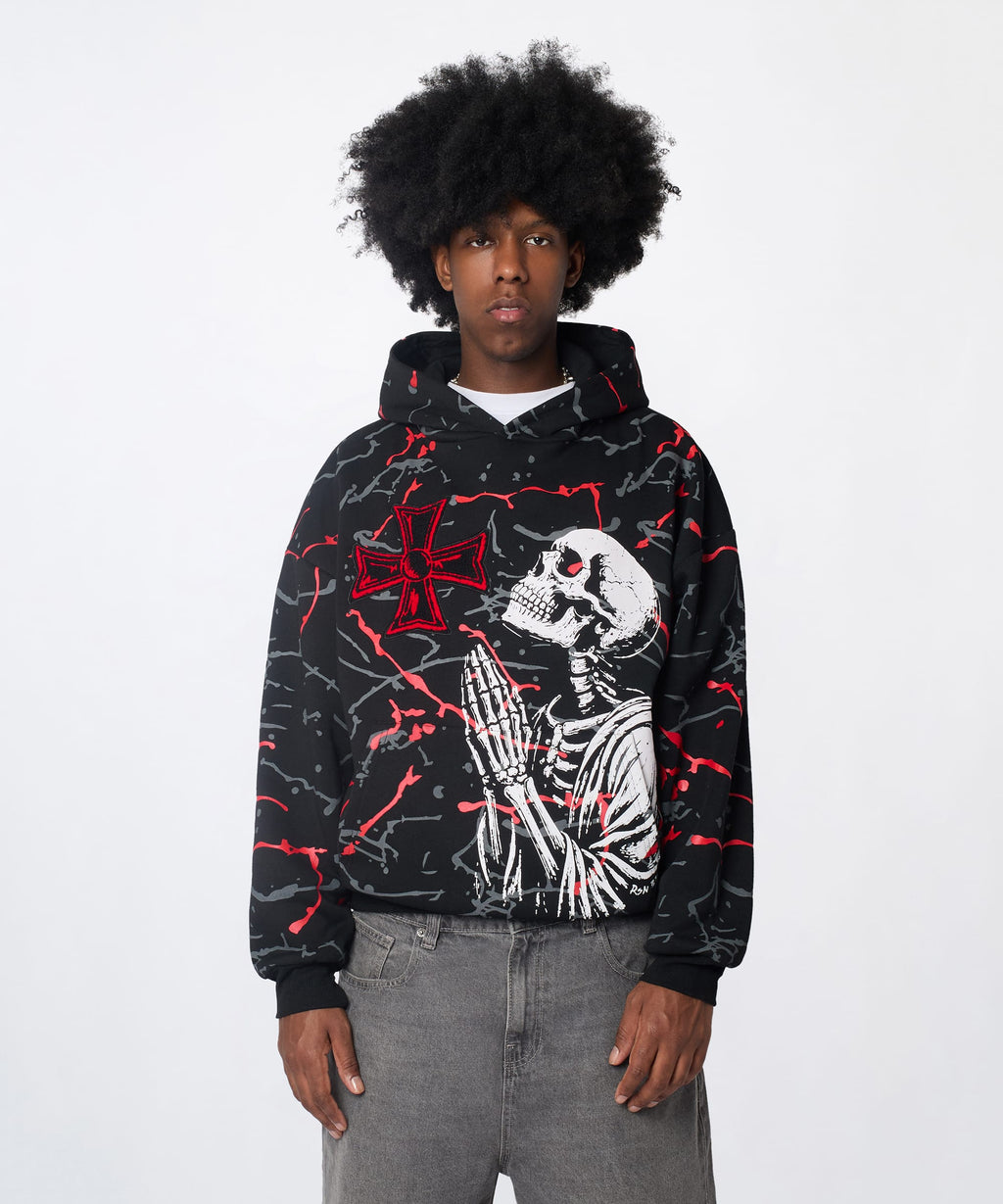 Lord Forgive Me Chenille Hoodie - Black