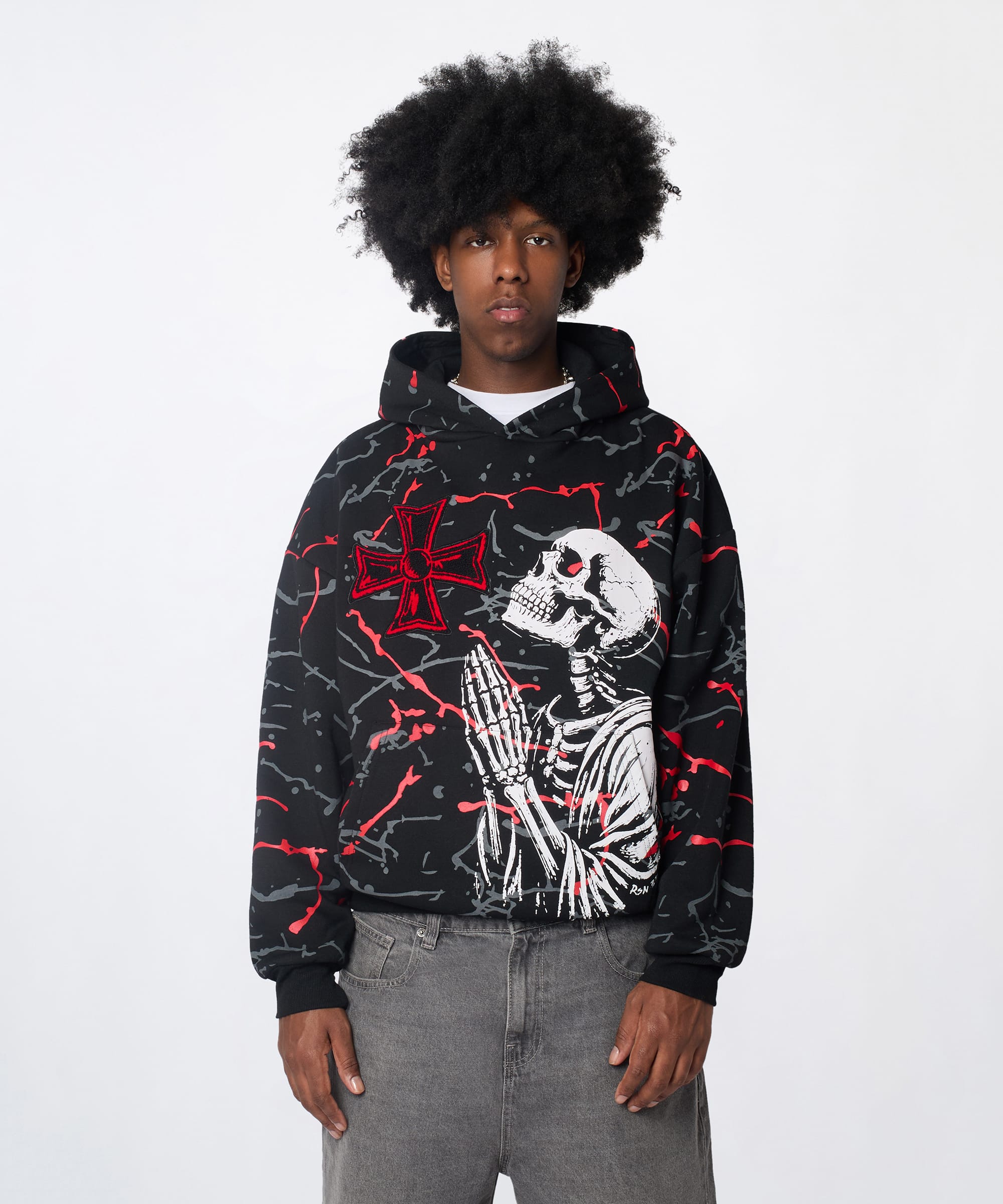 Lord Forgive Me Chenille Hoodie - Black