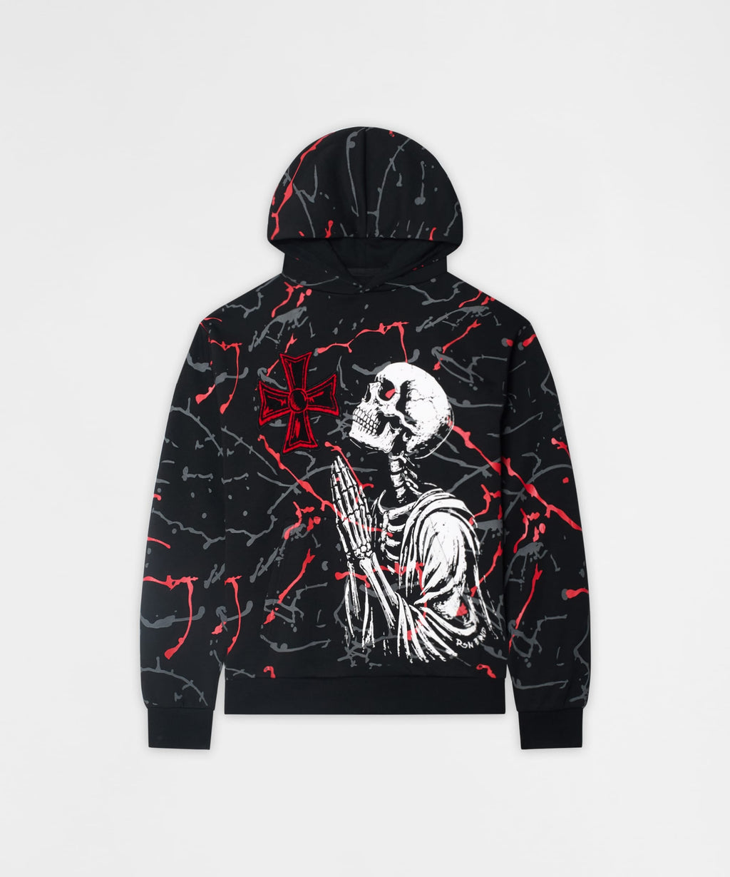 Lord Forgive Me Chenille Hoodie - Black