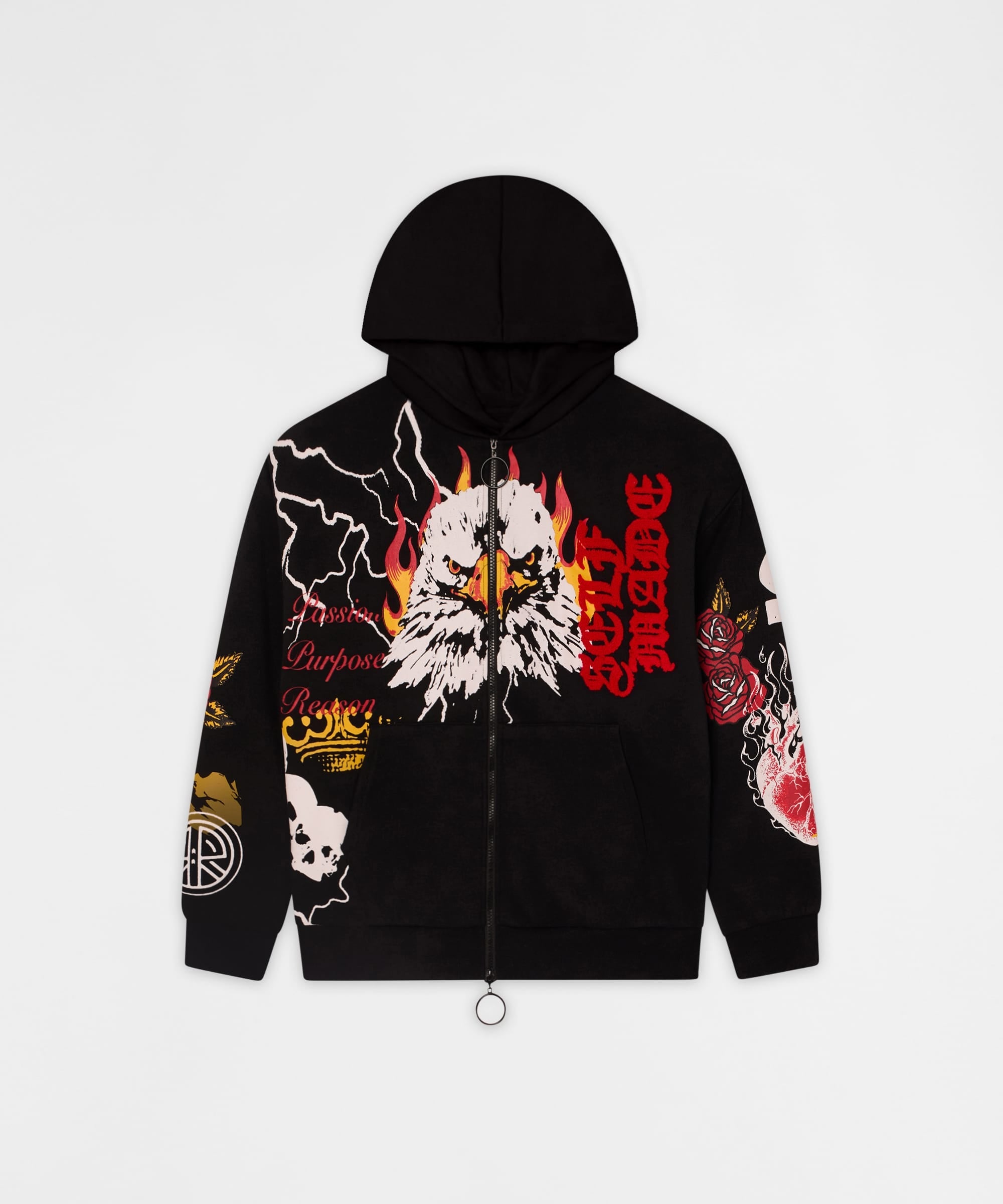 First Class Chenille Full Zip Hoodie - Black