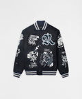 Iconic Chenille Patched Varsity Jacket - Black