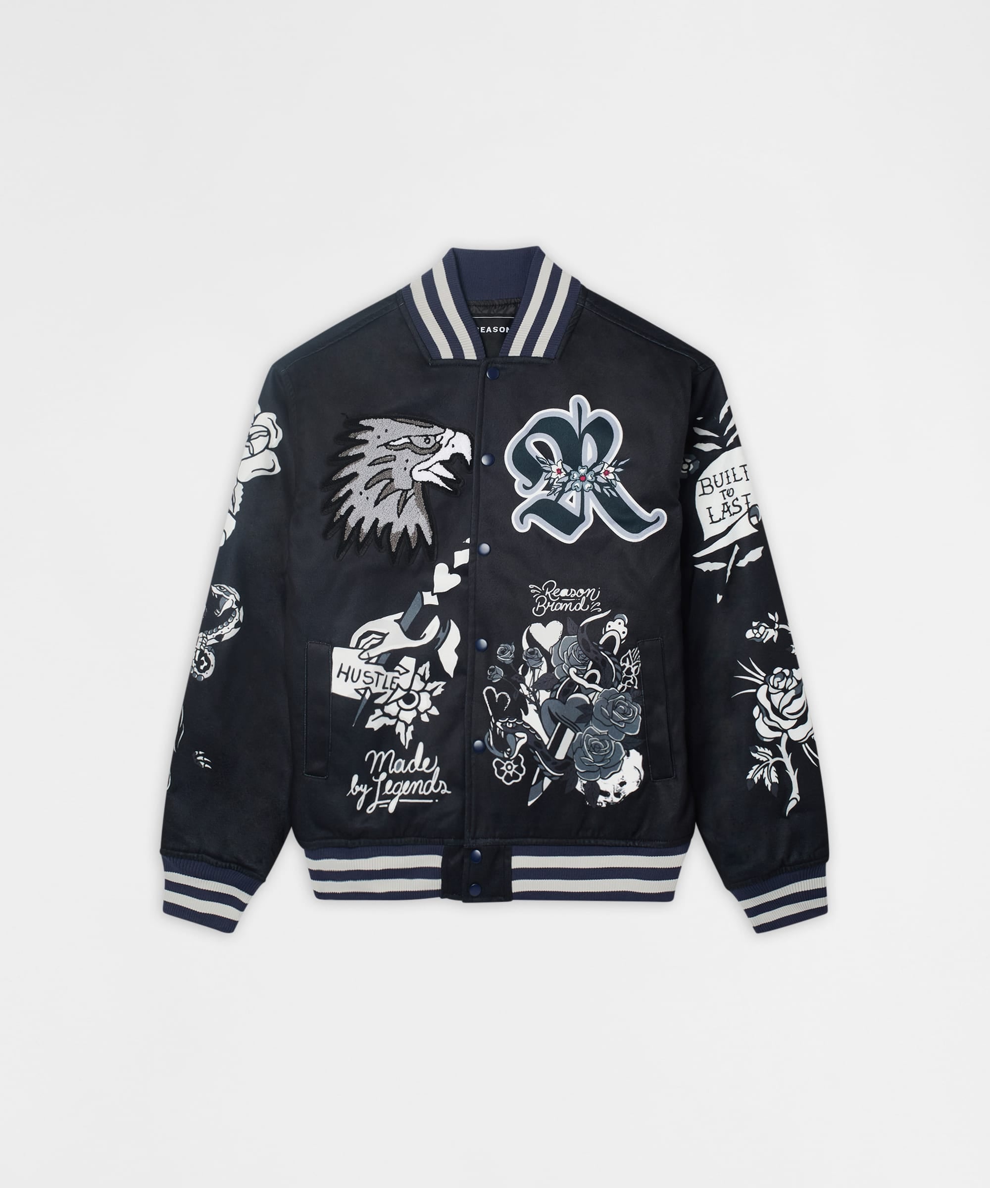 Iconic Chenille Patched Varsity Jacket - Black