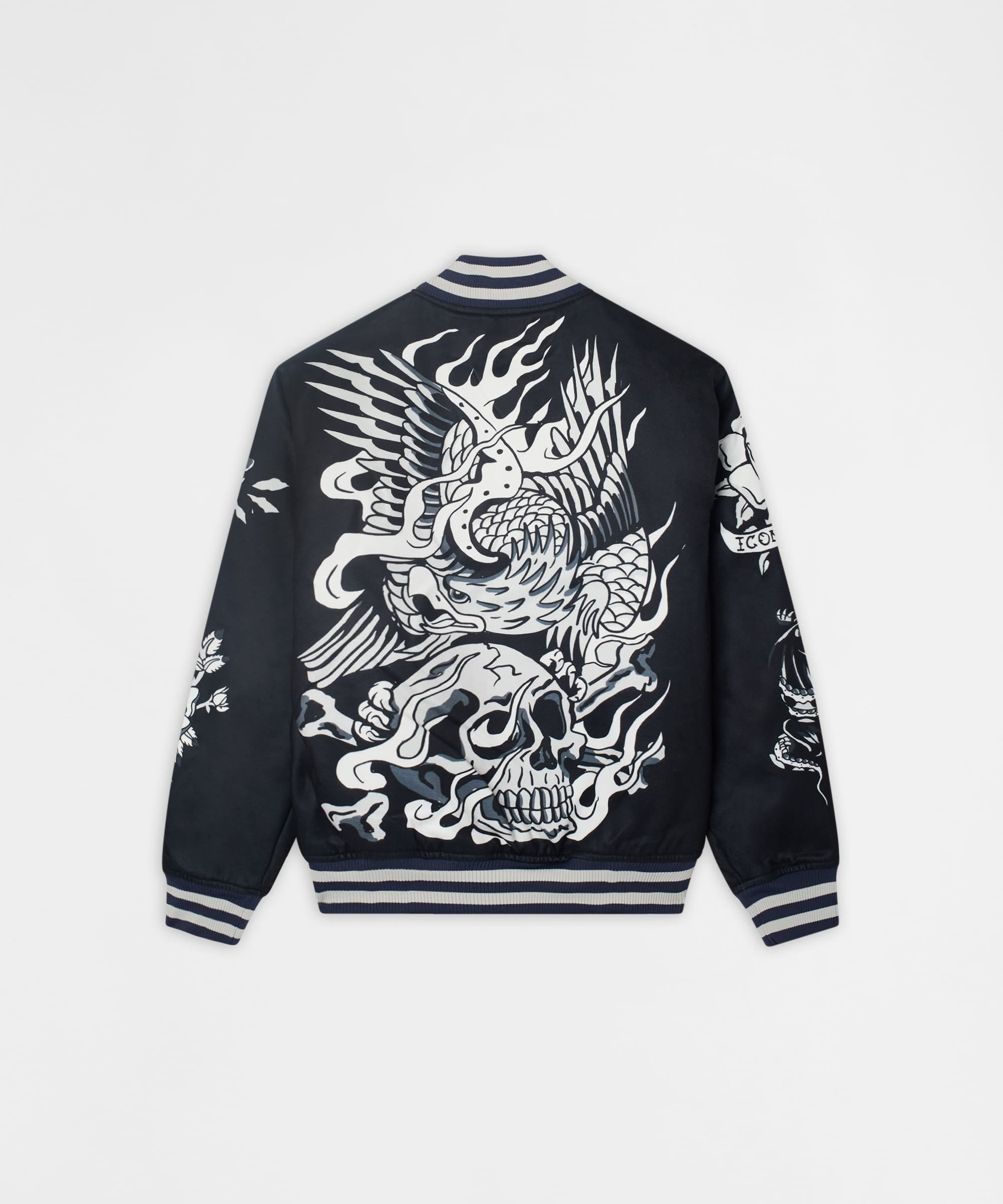 Iconic Chenille Patched Varsity Jacket - Black