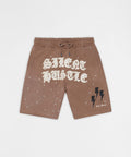 Mindset Applique Washed Fleece Short - Khaki