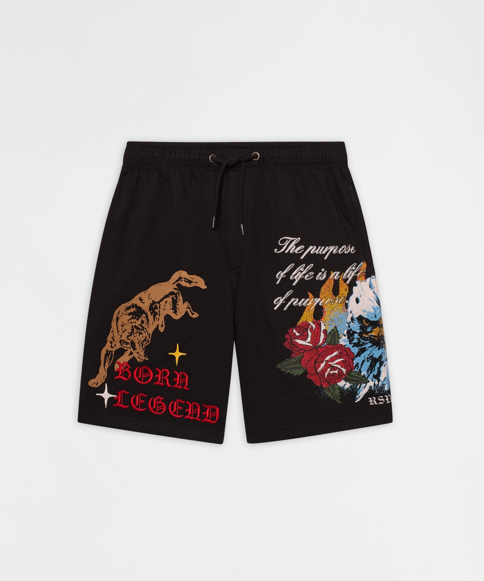 First Class Embroidered Fleece Short - Black