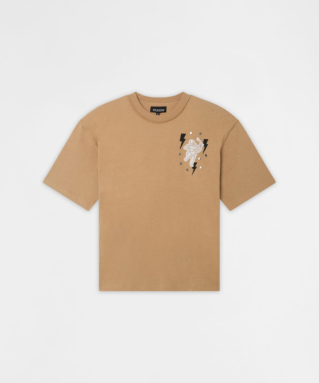 Mindset Applique Washed Short Sleeve Tee - Khaki