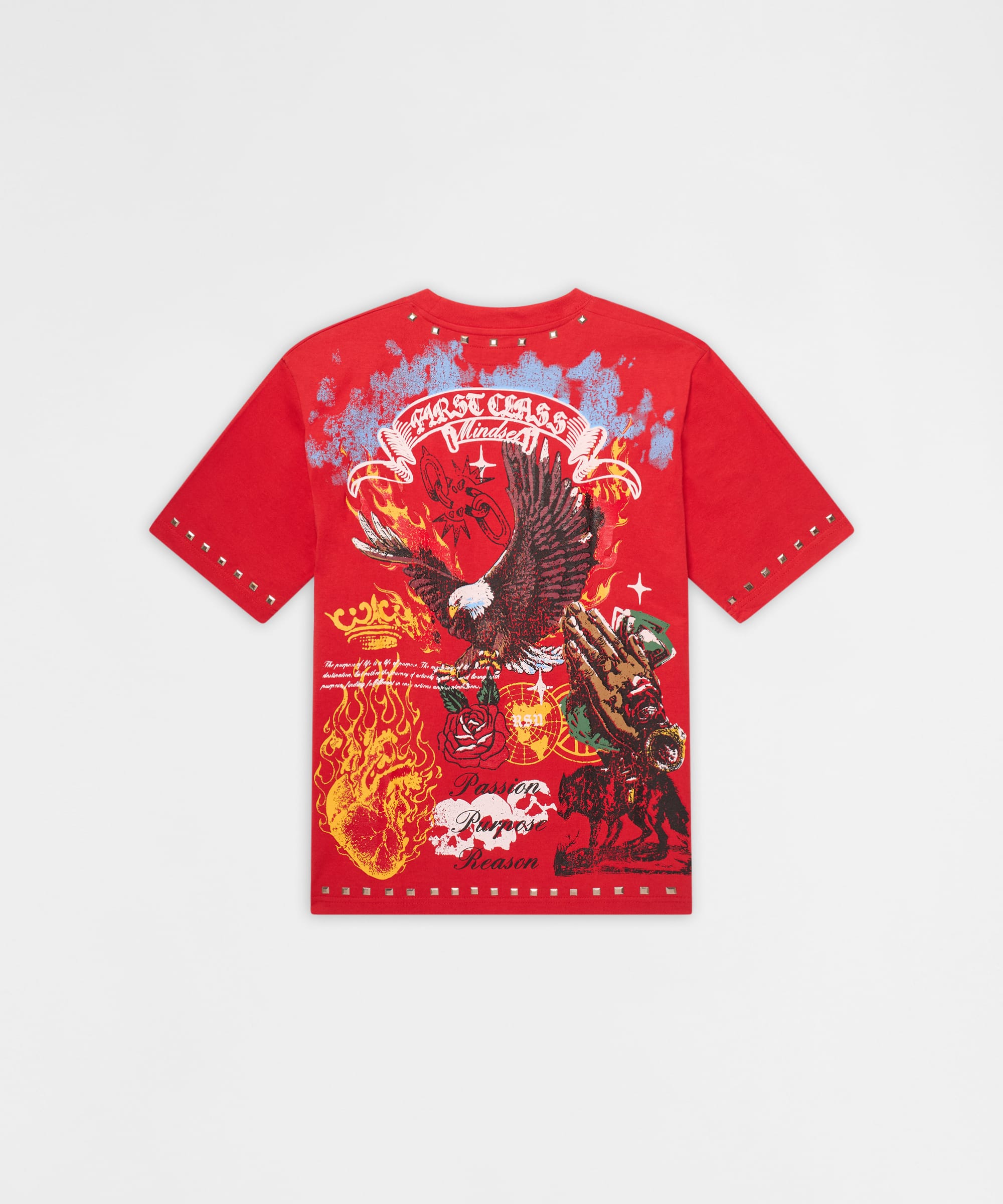 First Class Studded Short Sleeve Tee - Red