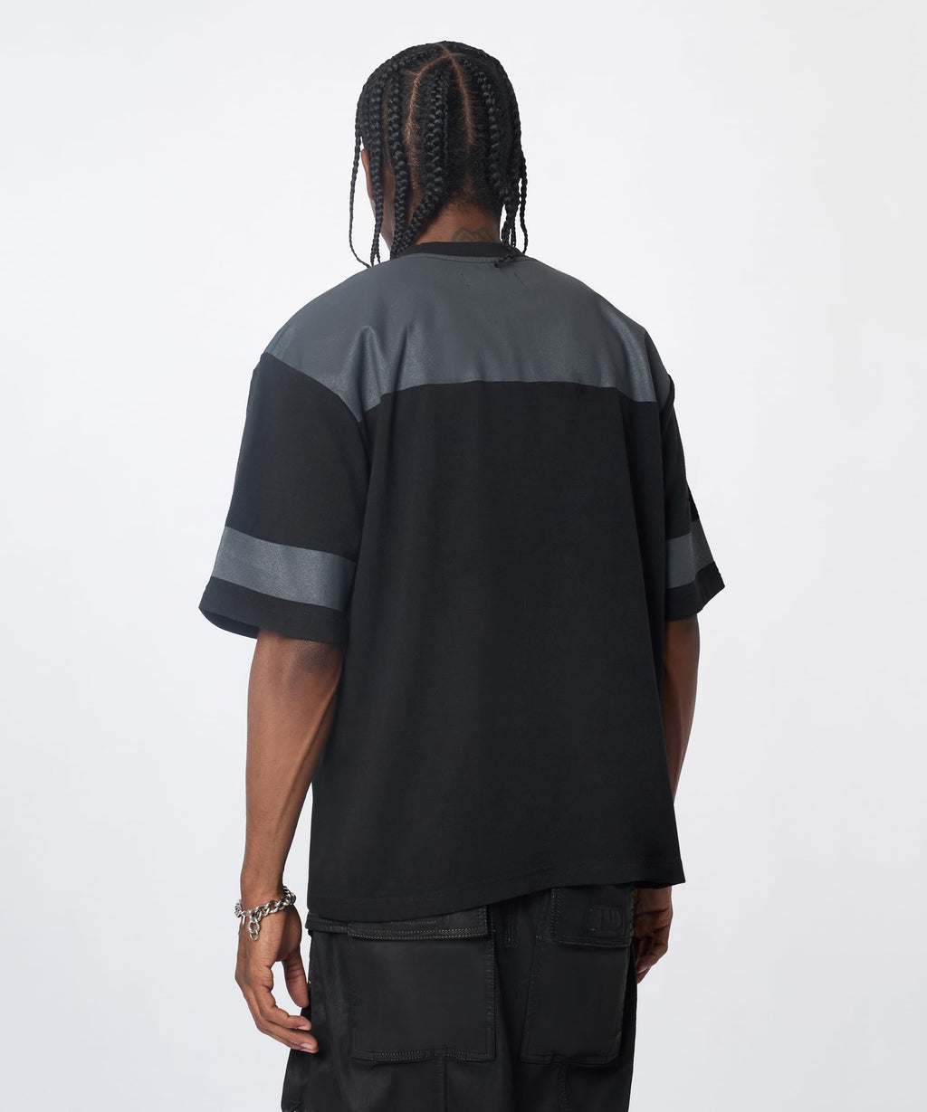 Football Rhinestones Short Sleeve Tee - Black