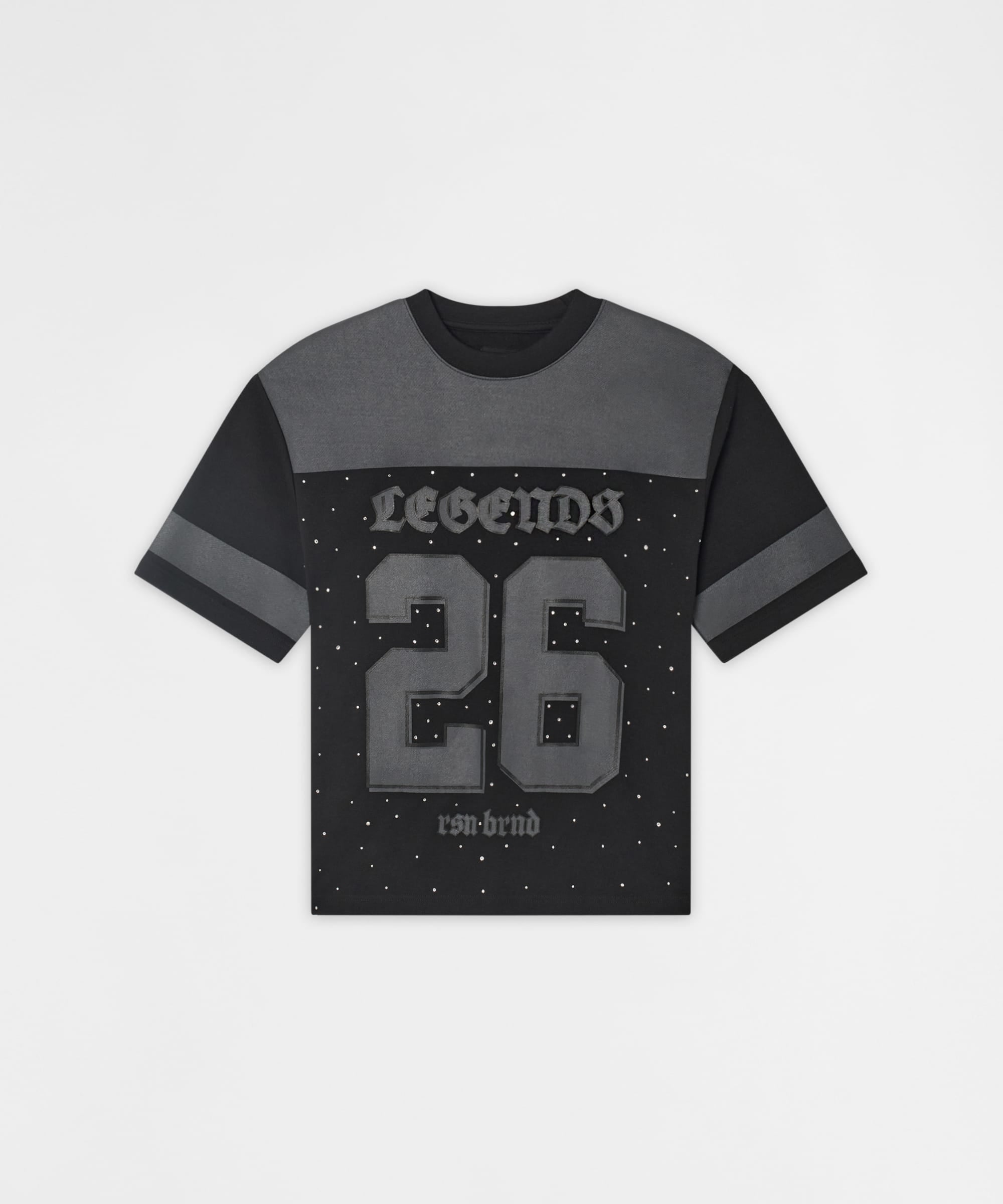 Football Rhinestones Short Sleeve Tee - Black