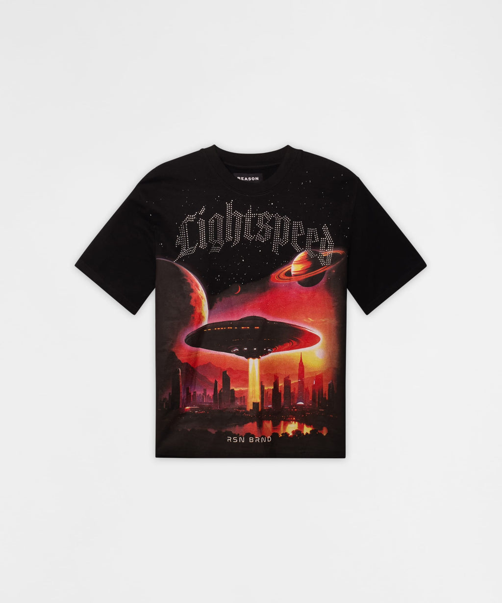 Lightspeed Rhinestone Graphic Tee - Black