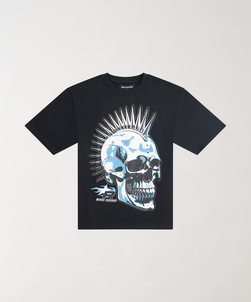 Kids Skull Rhinestone Short Sleeve Tee - Blue