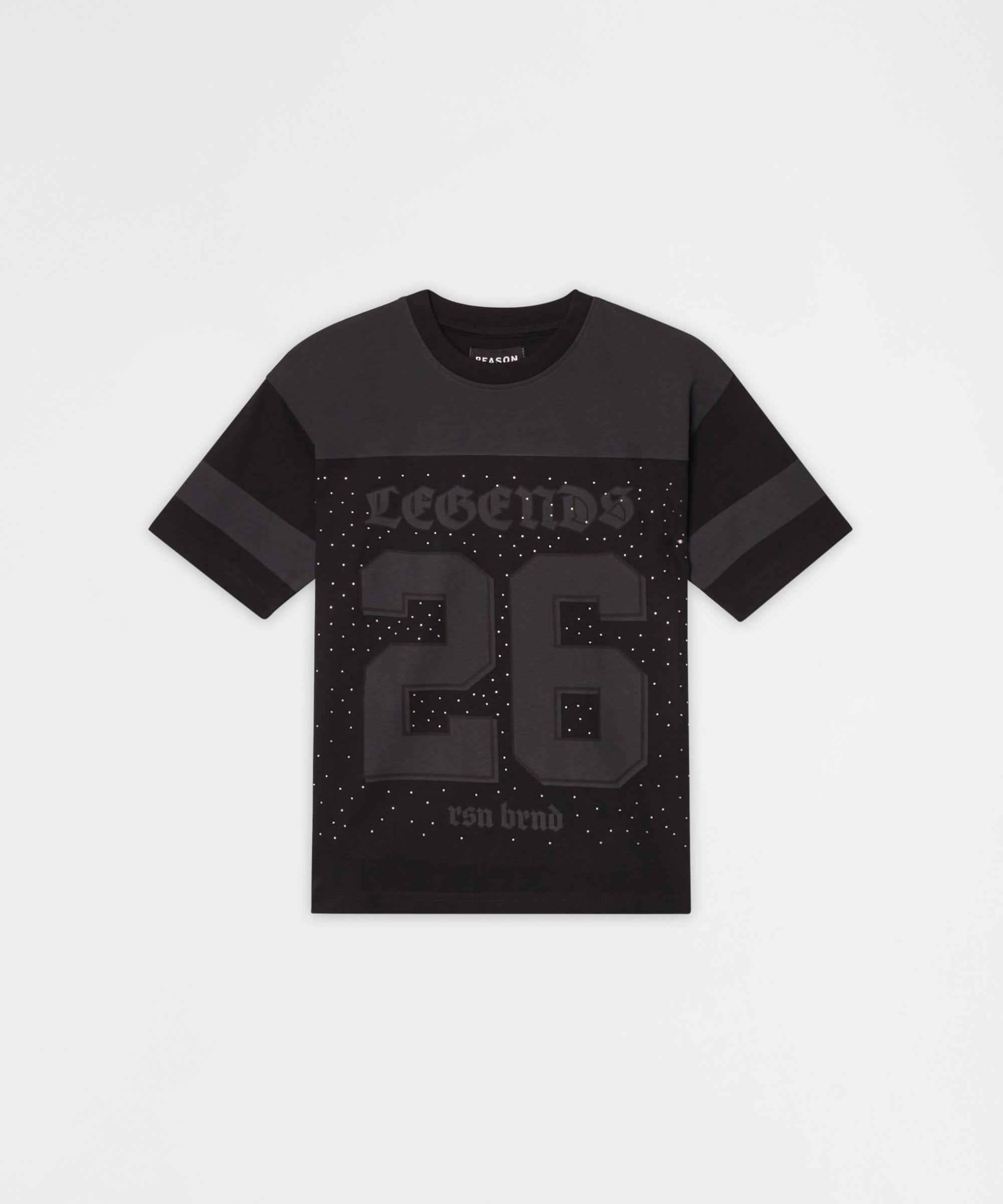 Kids Football Rhinestone Short Sleeve Tee - Black