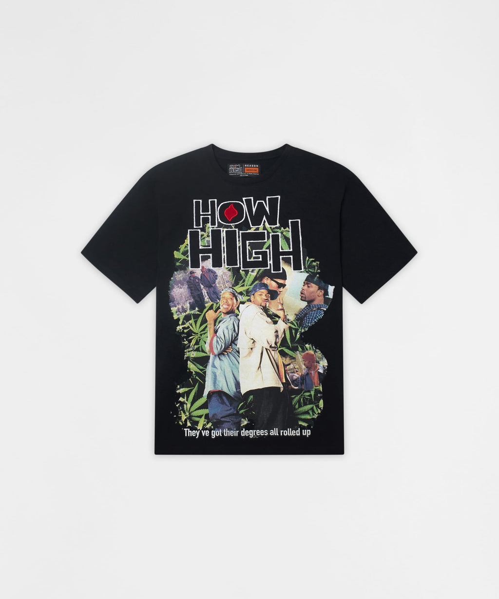 How High They've Got Their Degrees Graphic Short Sleeve Tee - Black