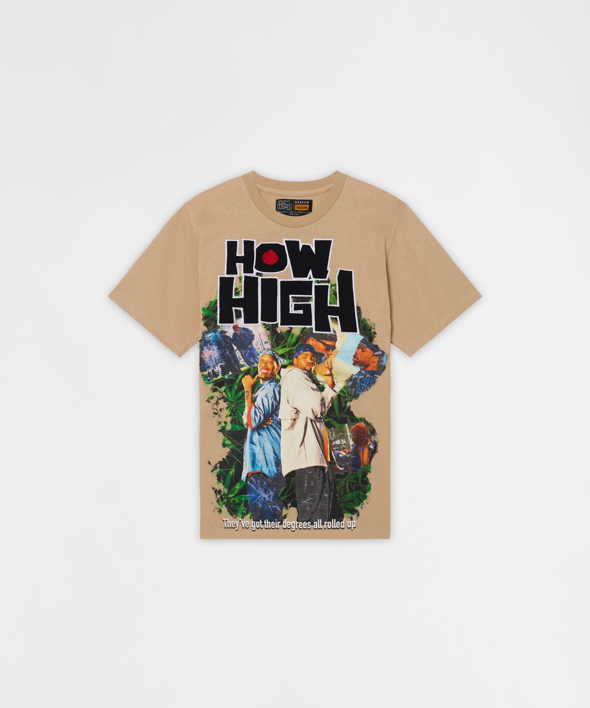 How High They've Got Their Degrees Graphic Short Sleeve Tee - Tan