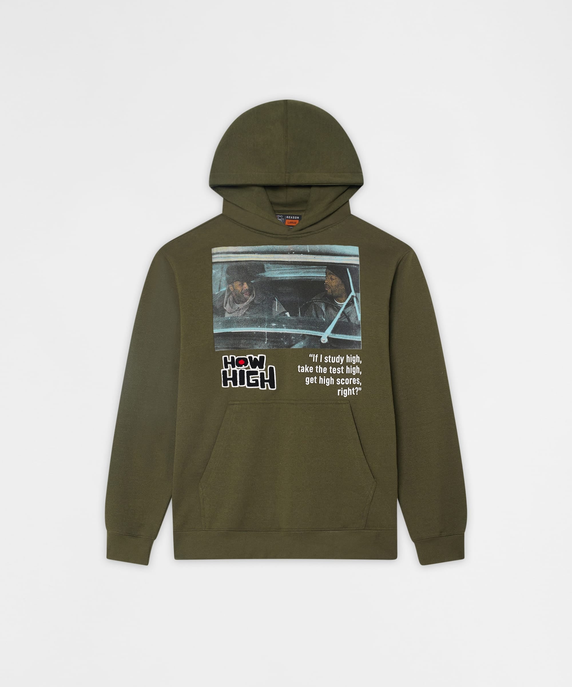 How High Study High Graphic Hoodie - Olive Green