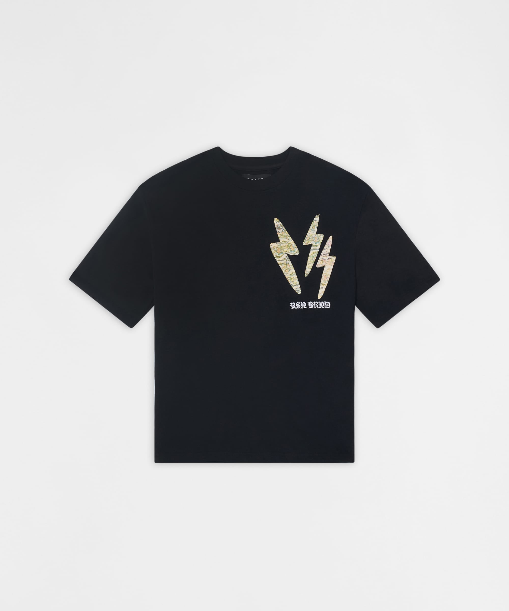 Lightning Bolt Applique Short Sleeve Tee - Black