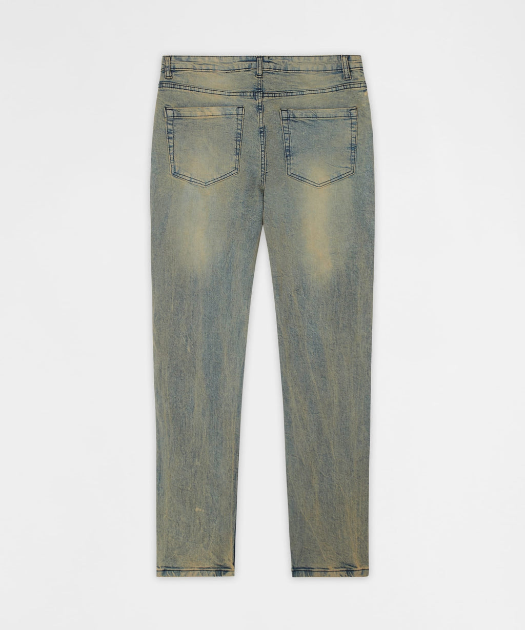 Ladder Distressed Studded Skinny Jean - Blue