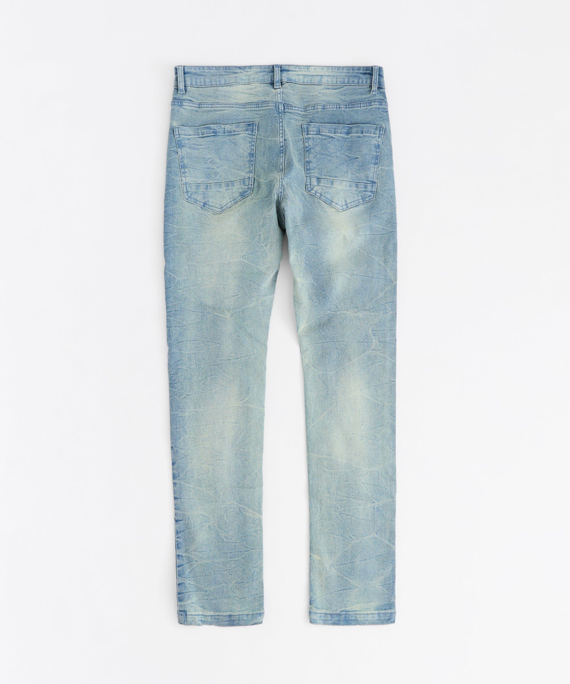 Gothic Cross Denim Pants - Light Blue