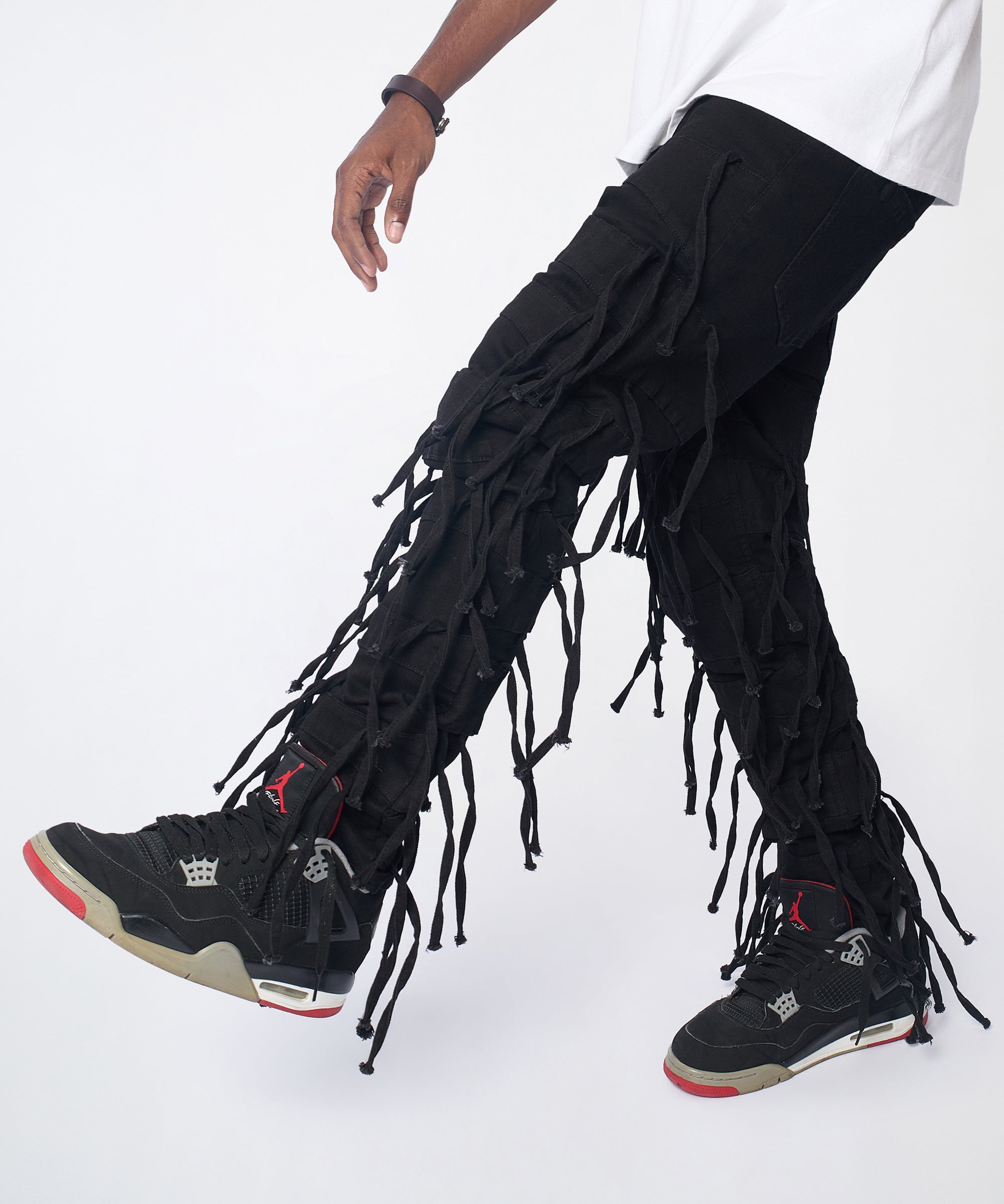 Fringe Skinny Jeans - Black