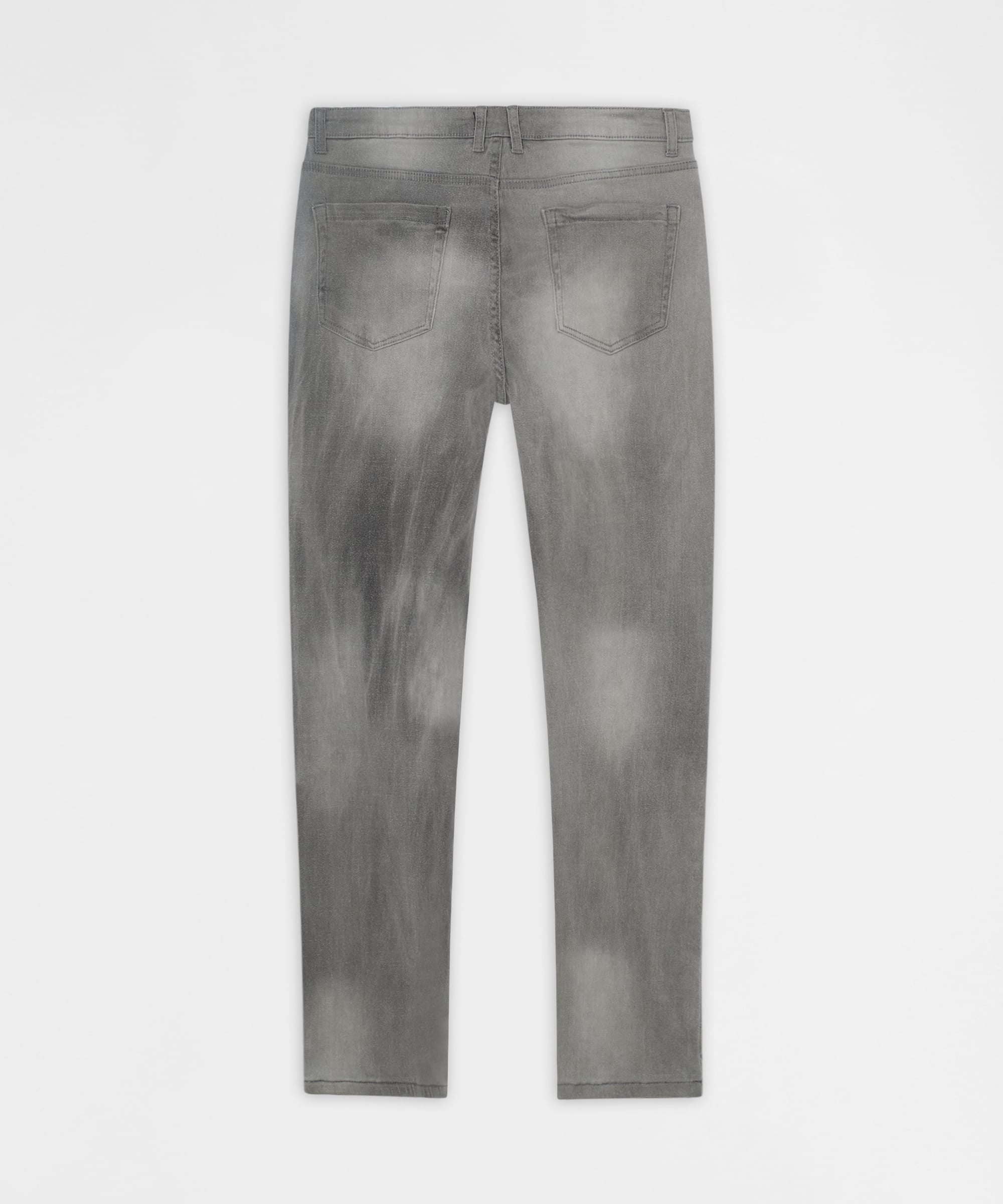 Floral Rhinestone Distressed Skinny Jeans - Grey
