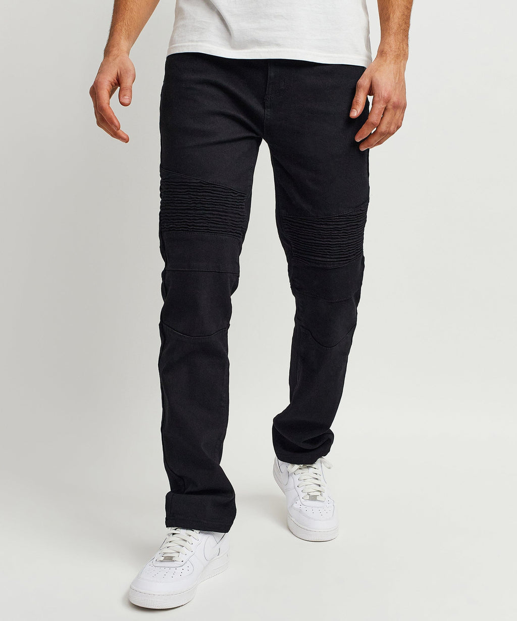Leroy Waxed Black Moto Denim