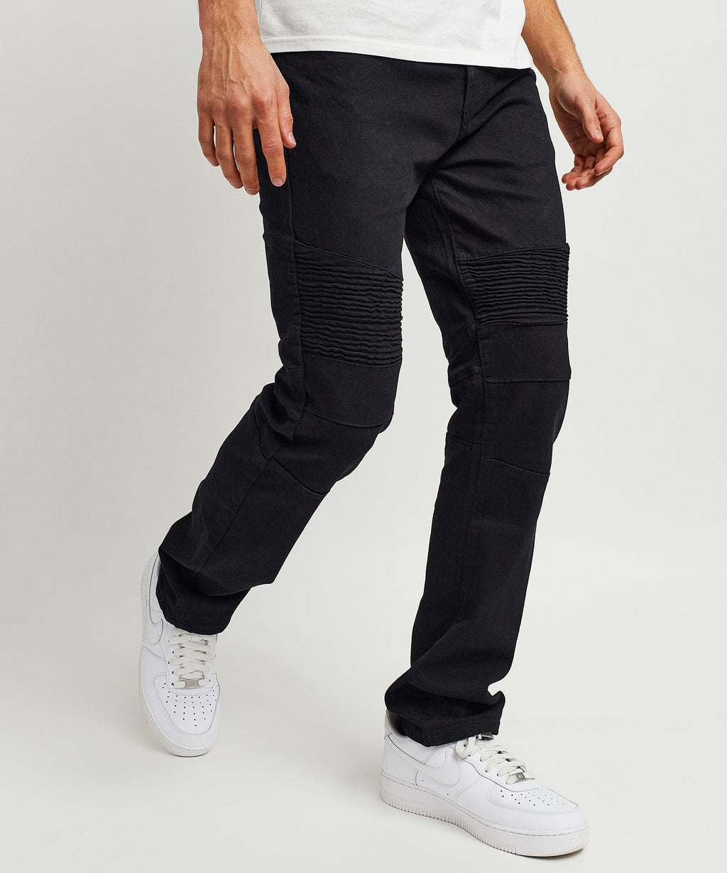 Leroy Waxed Black Moto Denim
