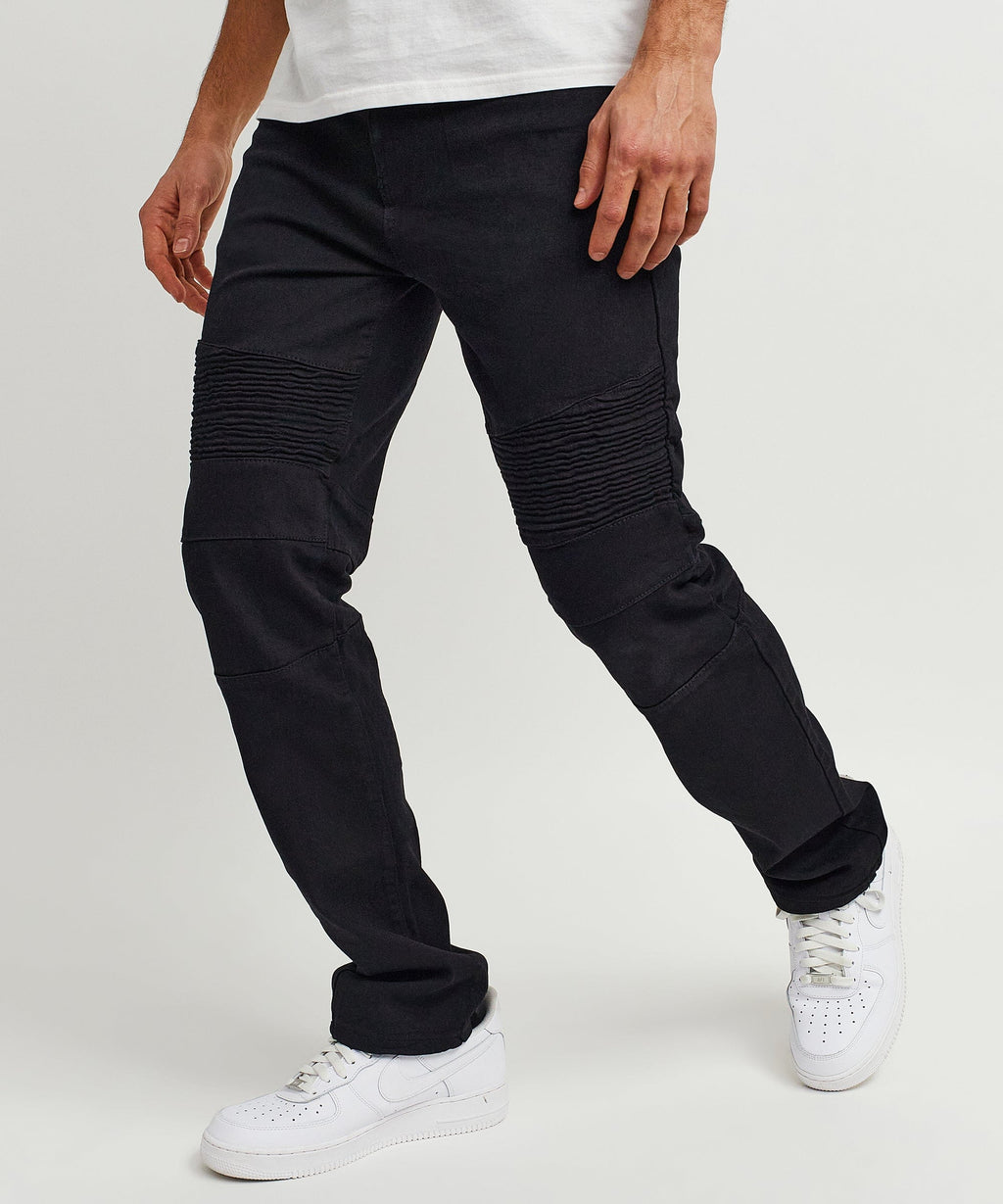 Leroy Waxed Black Moto Denim