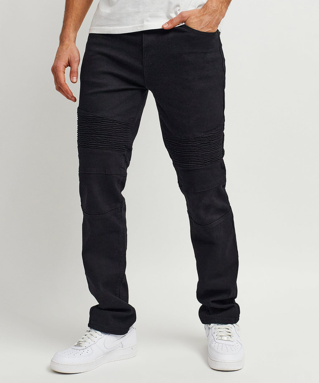 Leroy Waxed Black Moto Denim
