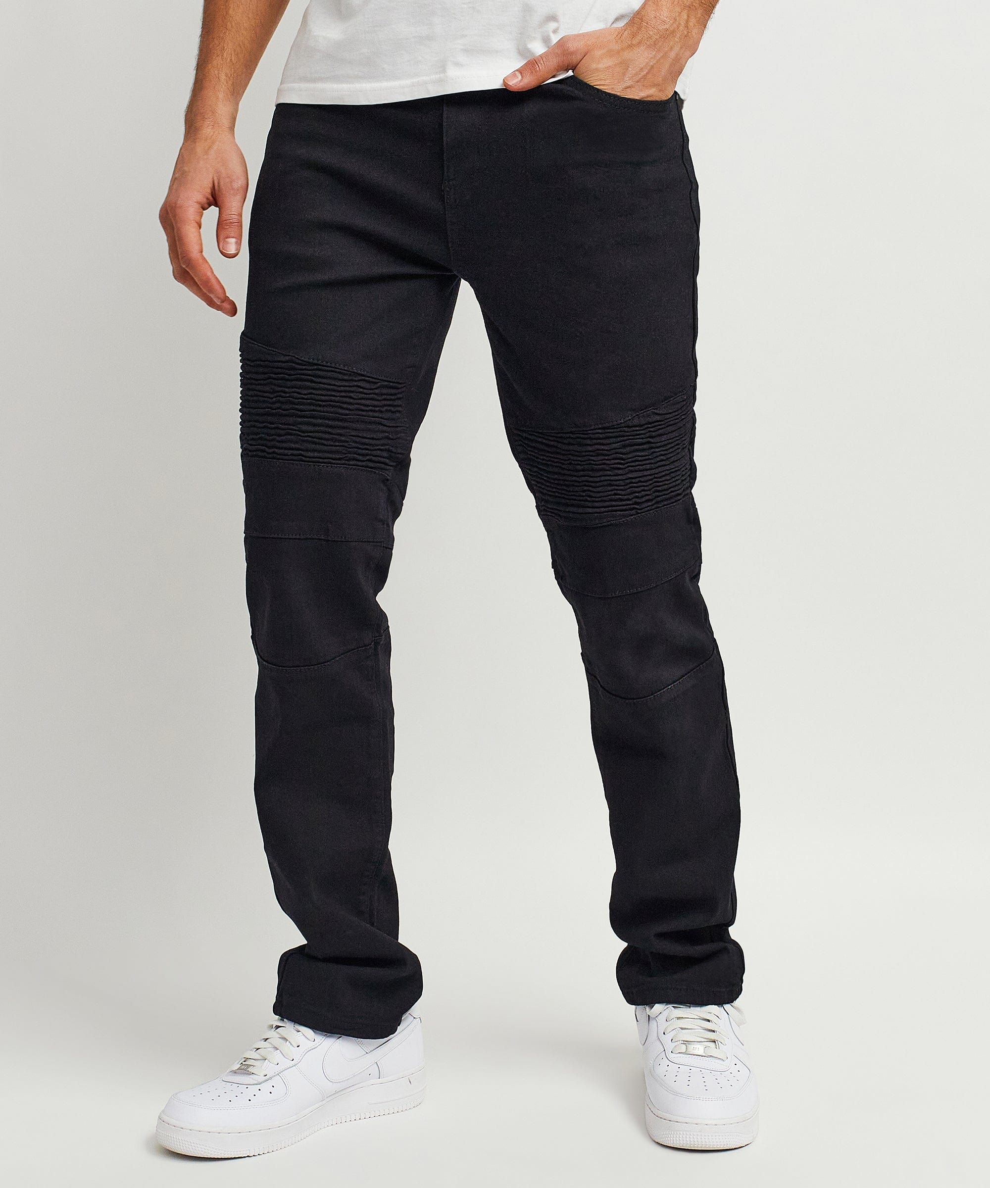 Leroy Waxed Black Moto Denim