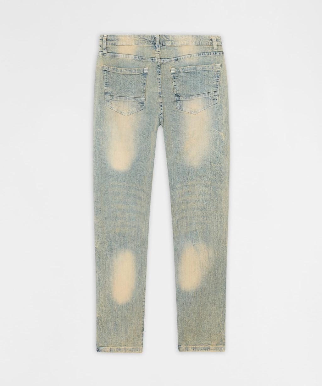 Ladder Distressed Skinny Jeans - Light Blue