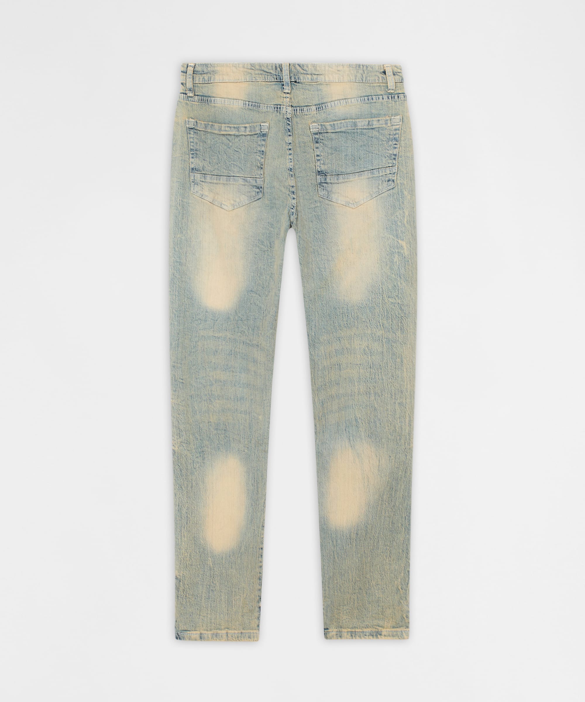 Ladder Distressed Skinny Jeans - Light Blue