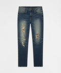 Moto Distressed Skinny Jeans - Blue
