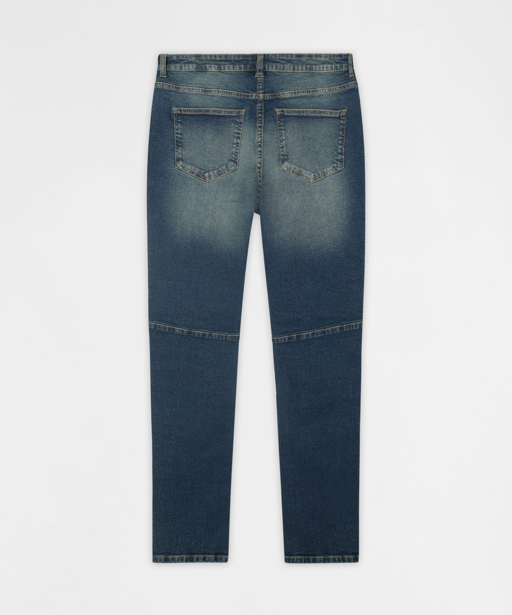 Moto Distressed Skinny Jeans - Blue