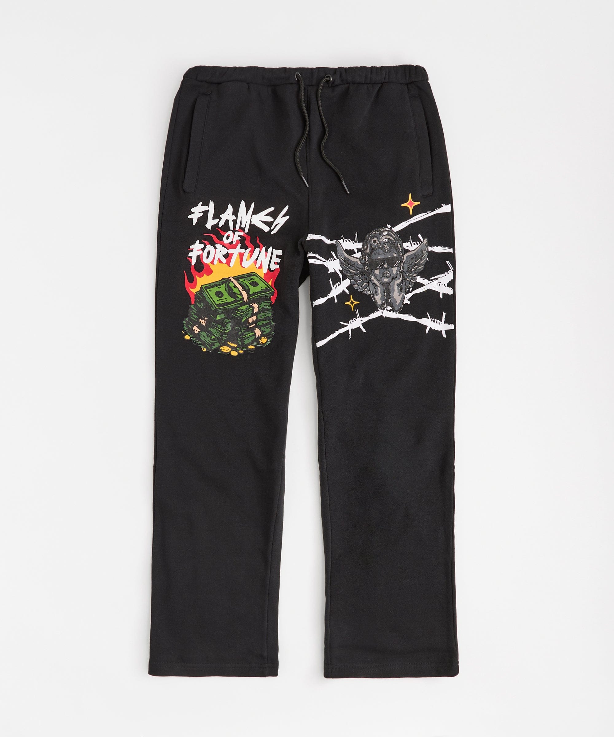 Flames Of Fortune Women's Graphic Plus Size Sweatpants - Black