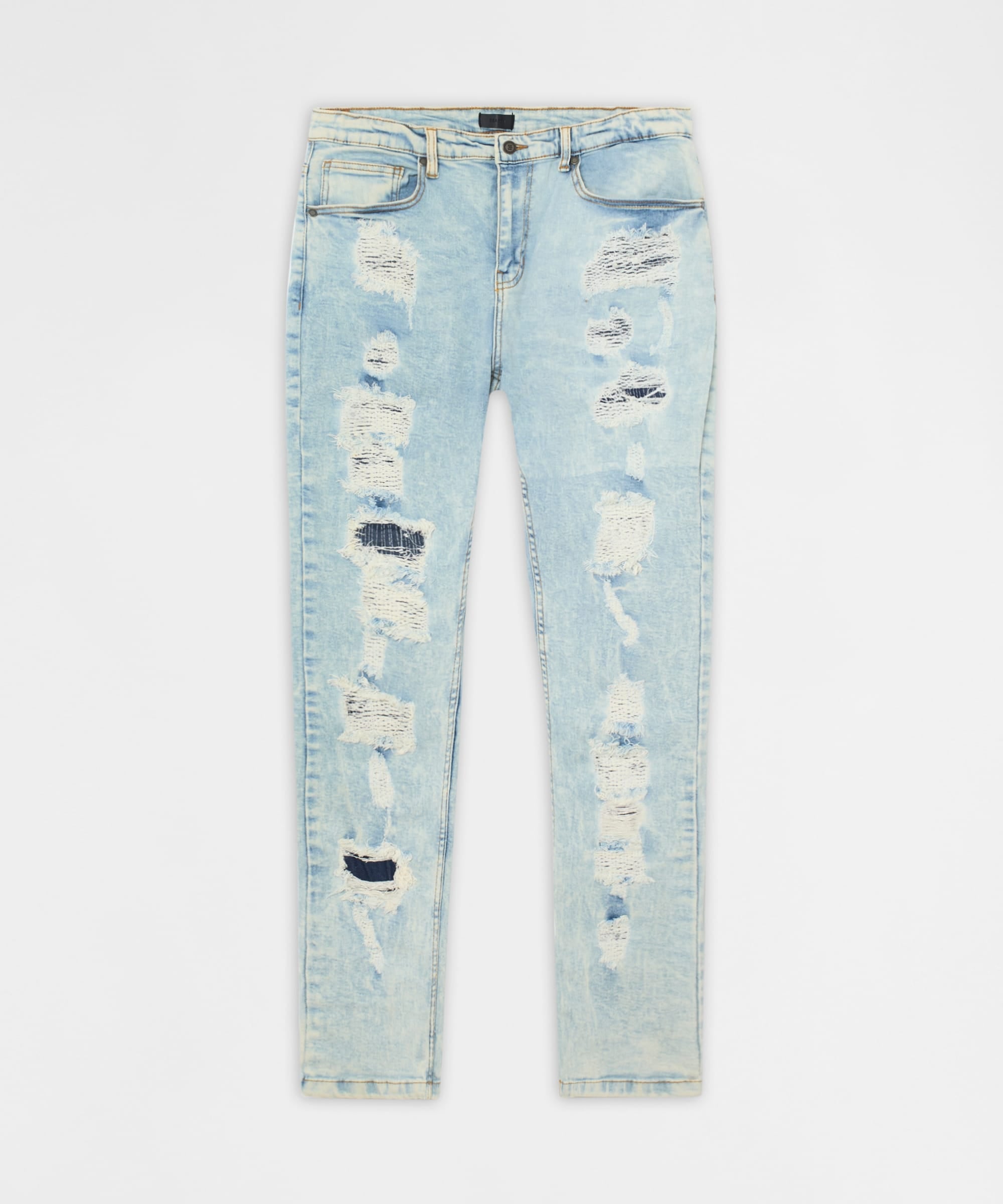 Light Wash Distressed Skinny Jeans - Light Blue