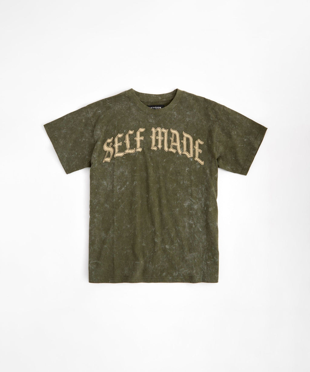 Kids Self Made Self Paid Short Sleeve Tee - Olive Green