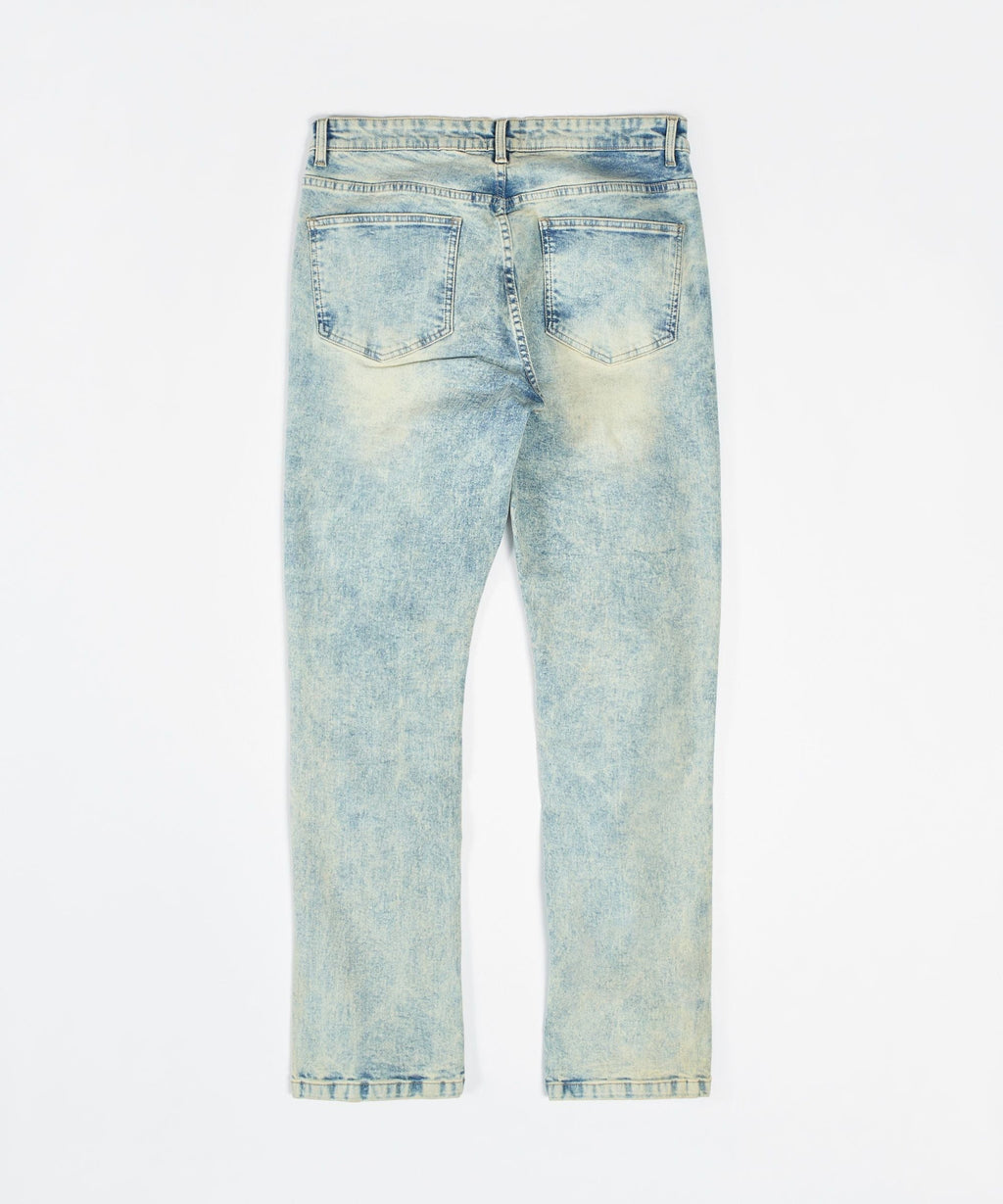 Flare Distressed Rhinestone Skinny Jeans - Light Blue