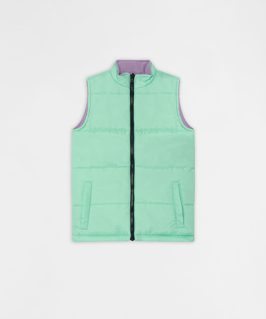 Fresh Start Kid's Reversible Puffer Vest - Sage